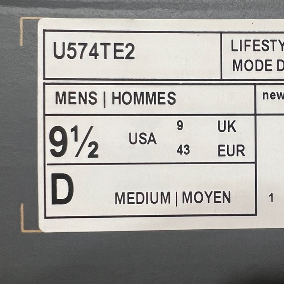 New Balance 574, U574TE2, White, Black & Green - Picture 2 of 14